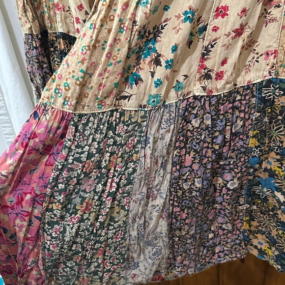 Young Threads Floral Patchwork Bohemian pants in Cream and Green - Picture 7 of 11